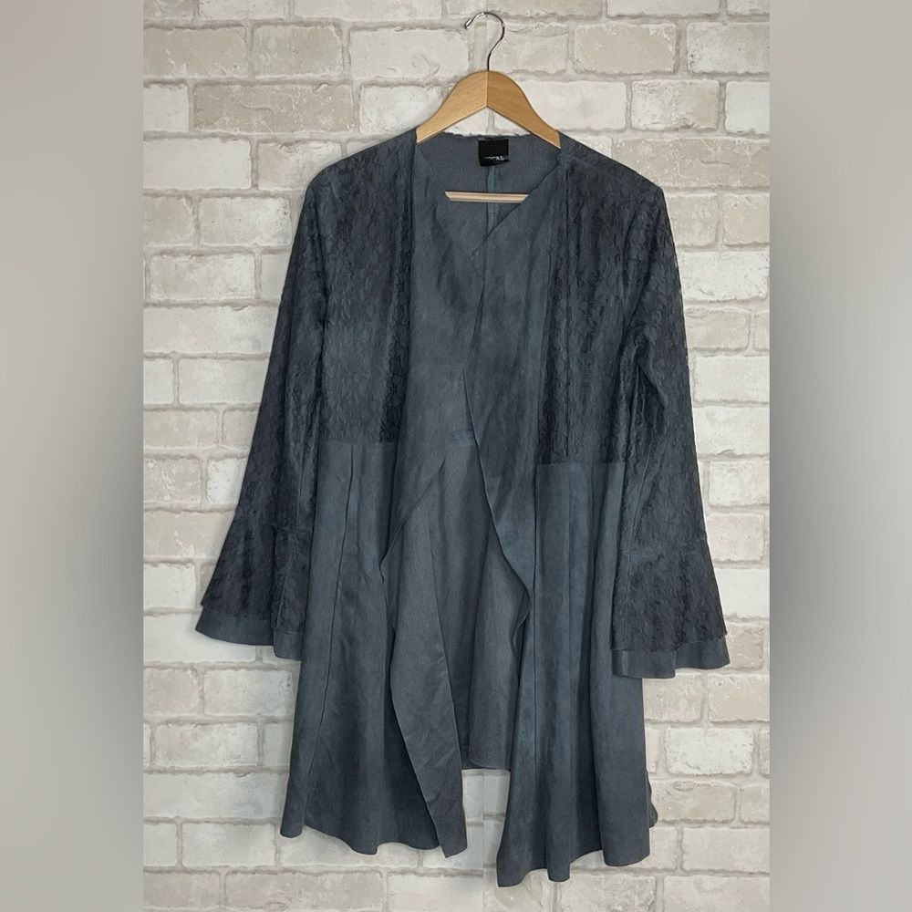Vocal Faux Suede & Lace Cardigan Size M